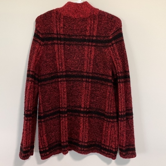 Northern Reflections Plaid Sweater Full Zipper Size Large Red and Black - Picture 2 of 10